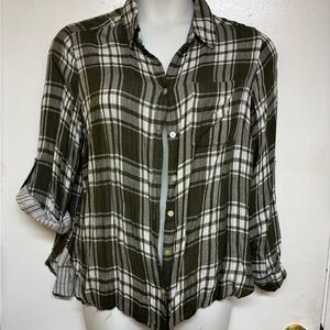 Love on a Hanger Olive Plaid Button-Down Shirt